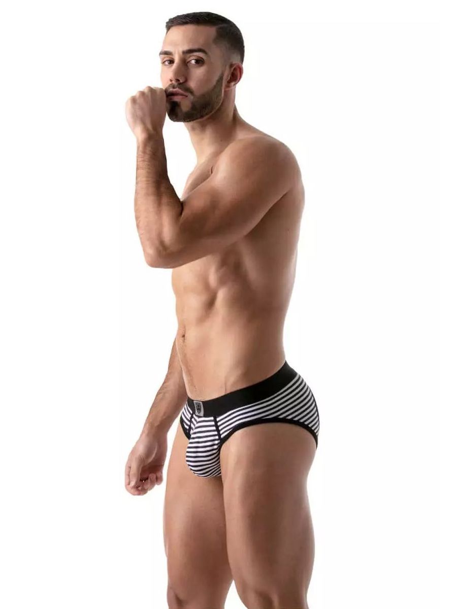 TOF Paris: Push-Up Bottomless Brief Navy Stripes