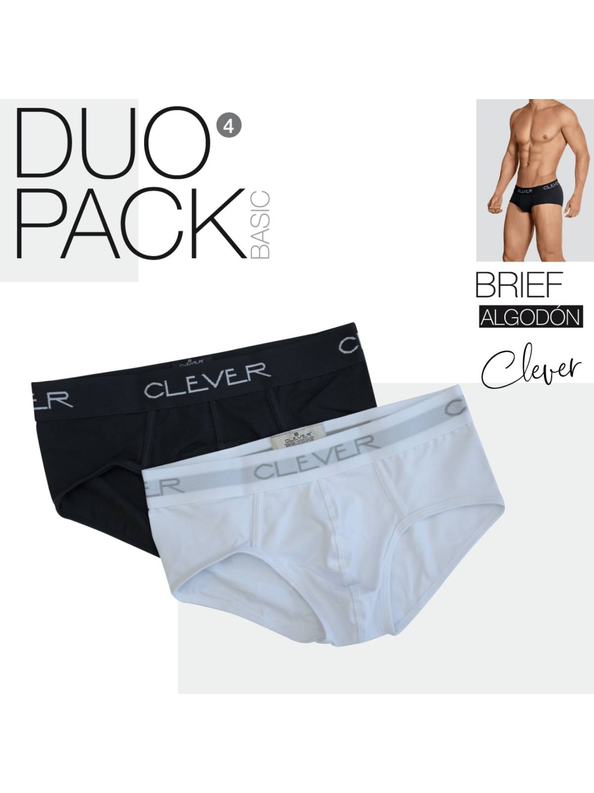 Clever Basic Brief Duo Pack | Black/White