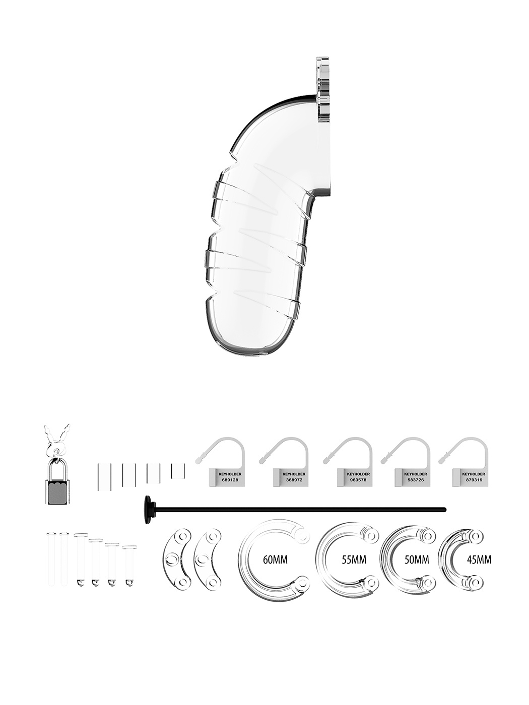 Mancage: Chastity Cage Model 17 with Urethal Sounding | Transparent