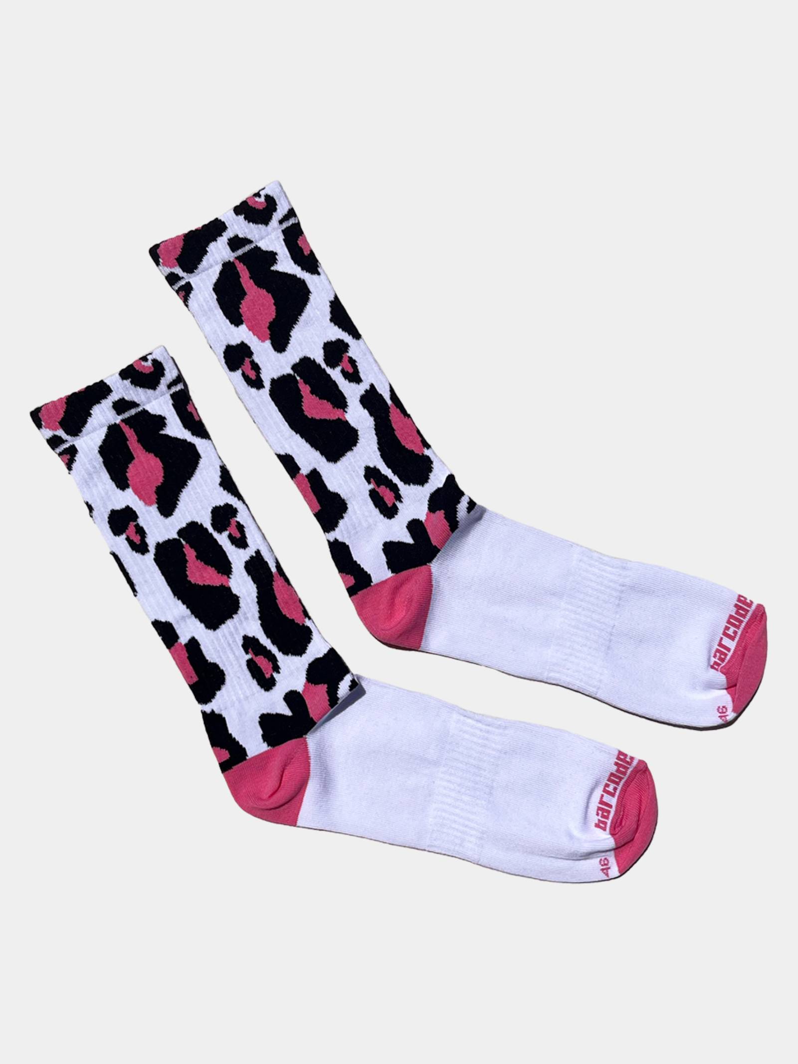 Barcode Berlin Gym Socks Leopard | White/Black/Pink