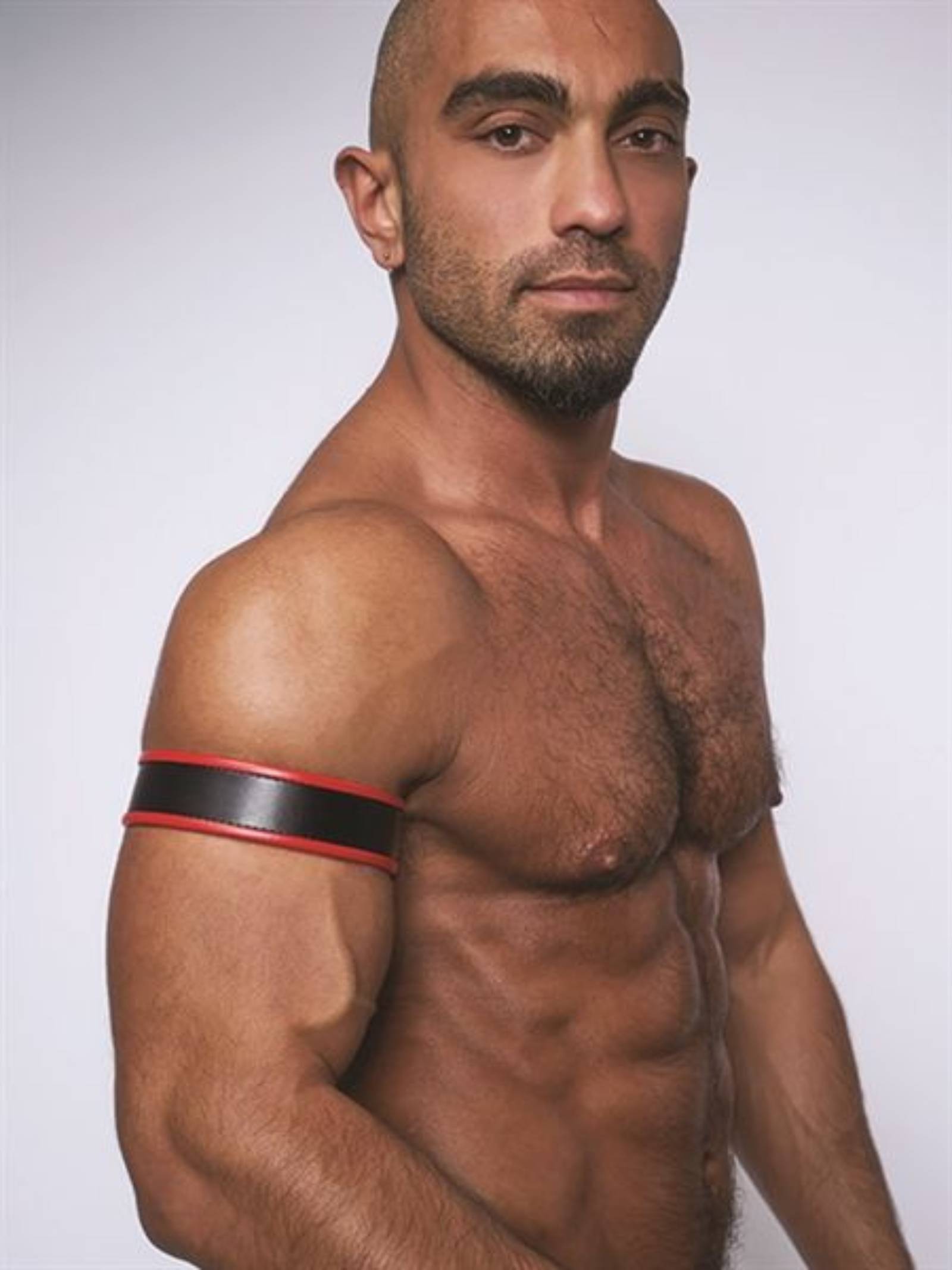 Mr. B Leather Biceps Band | Black/Red