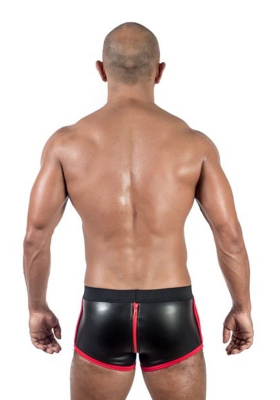 Mr. B: Neoprene Shorts 3 Way Full Zip | Black/Red