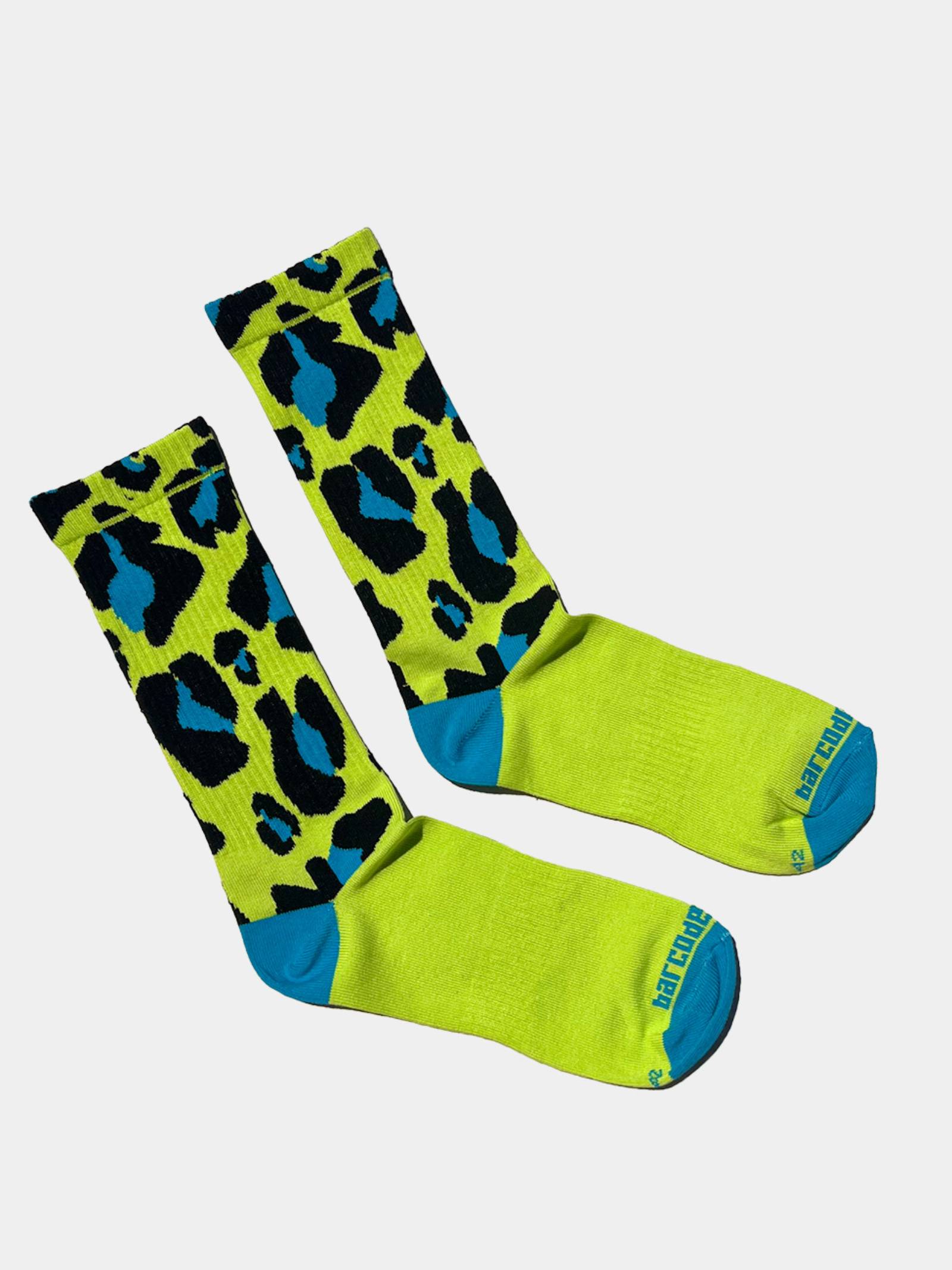 Barcode Berlin Gym Socks Leopard | Neongreen/Blue/Black