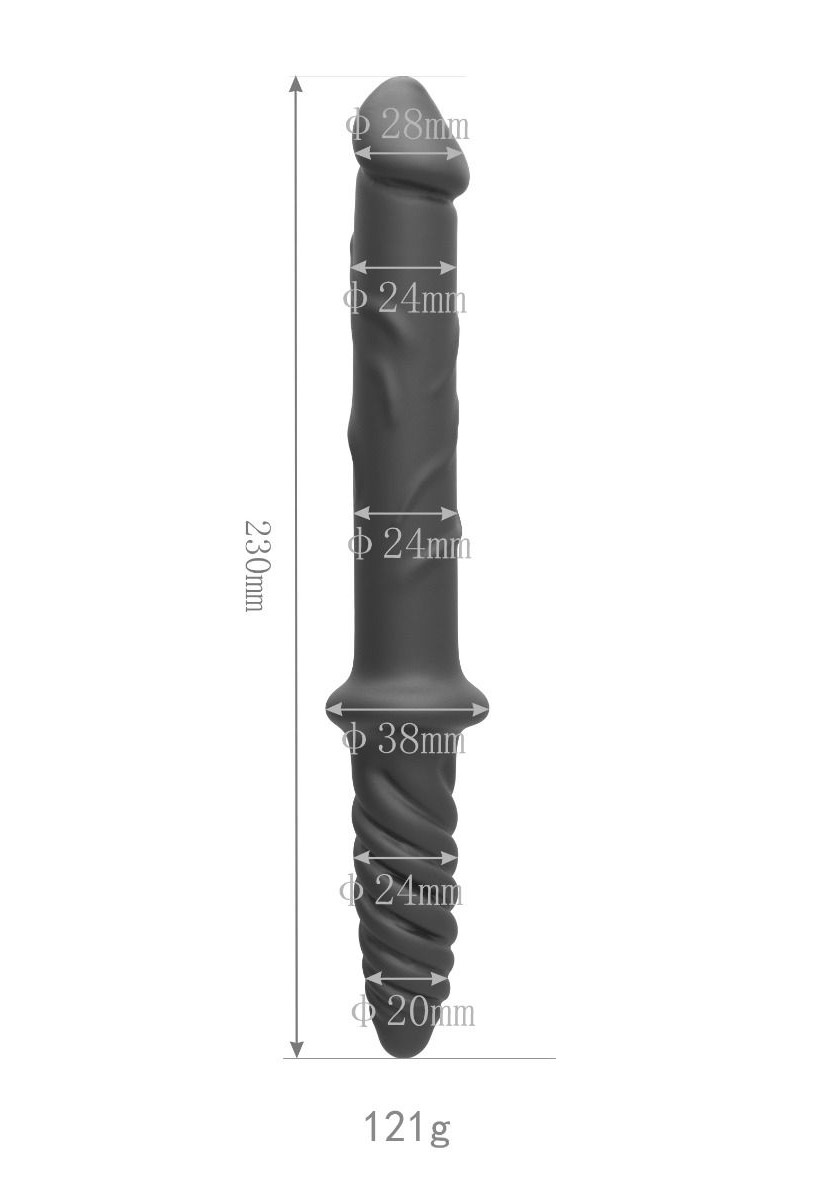 Silicone Double Anal Plug Dildo black (23 x 2,8 cm)