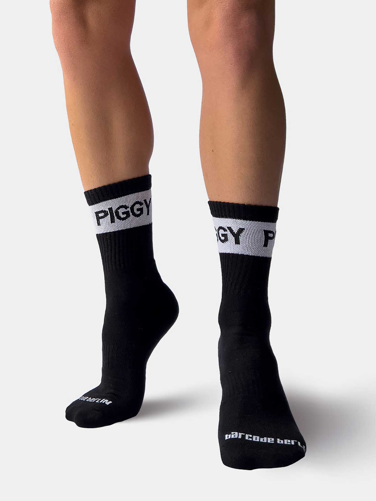 Socks Fetish Half Socks "PIGGY" | Black/White