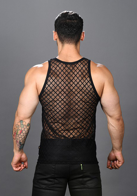 Andrew Christian Lattice Lace Sheer Tank Top