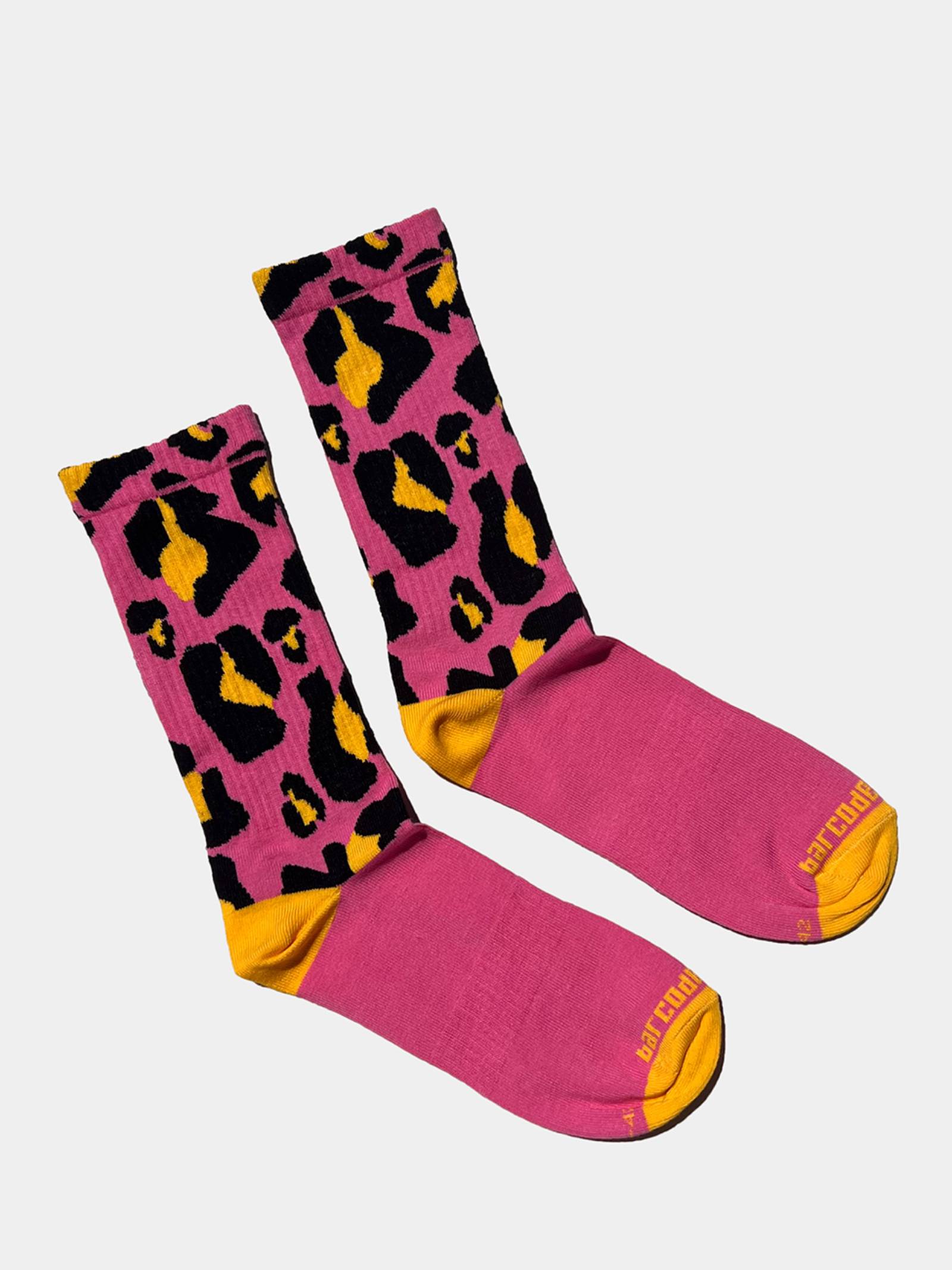 Barcode Berlin Gym Socks Leopard | Pink/Yellow/Black