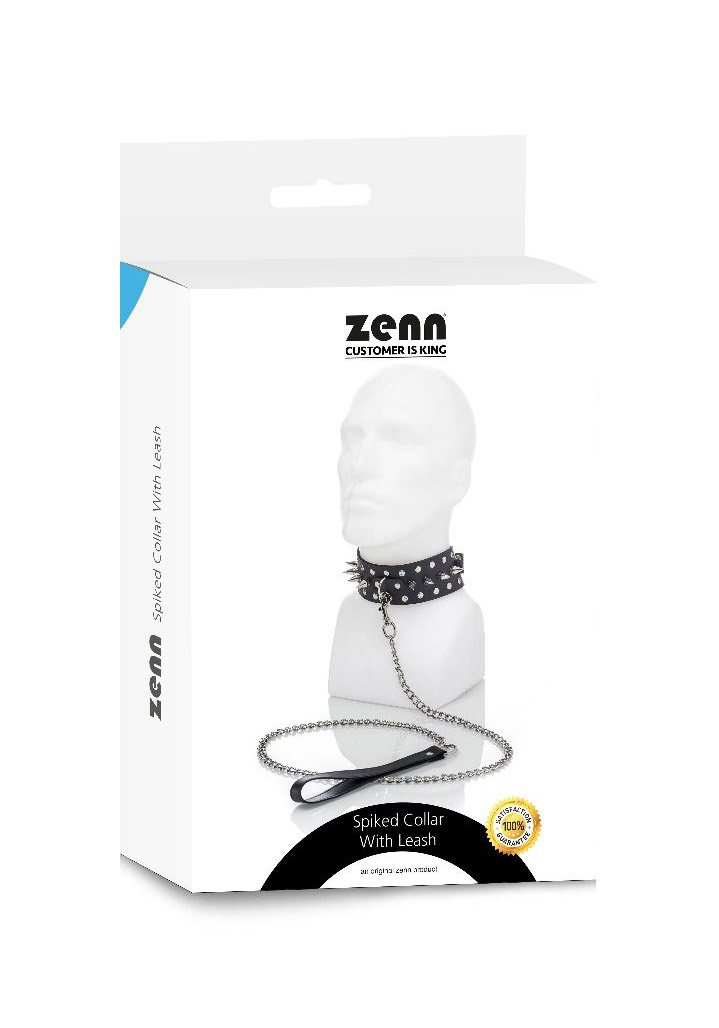 ZENN: Spiked Collar With Leash - Halsband & Leine