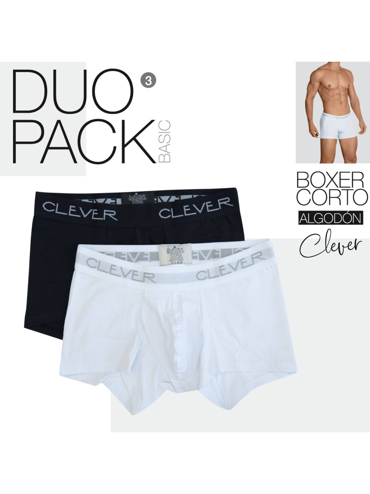 Clever Micro Boxer Duo Pack | Black/White