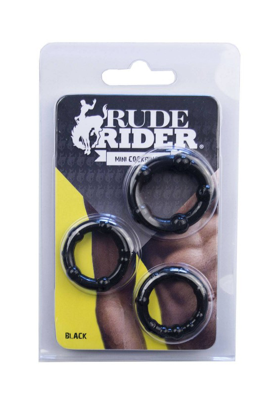 Rude Rider: Mini Cock Rings 3-Pack - black