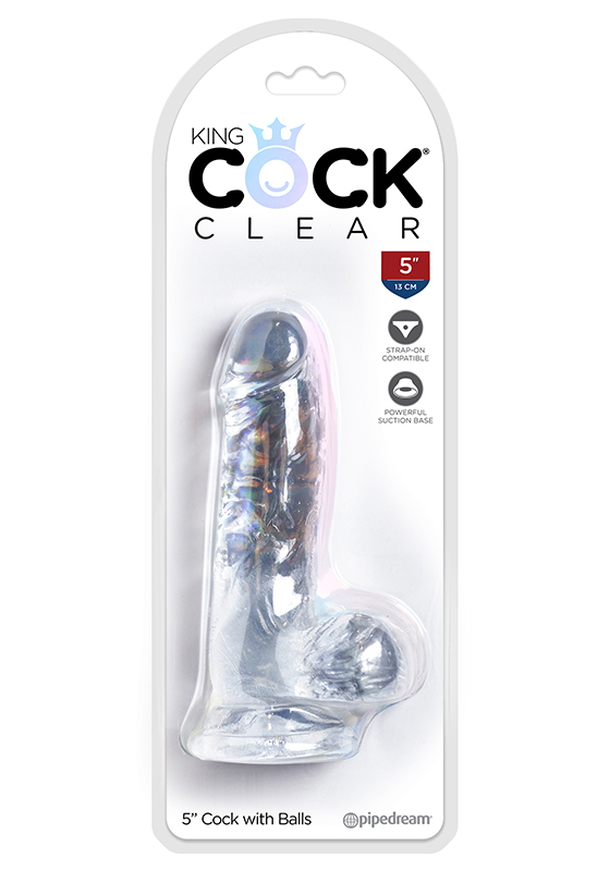 King Cock: Dildo clear with Balls 5''/ 13 cm