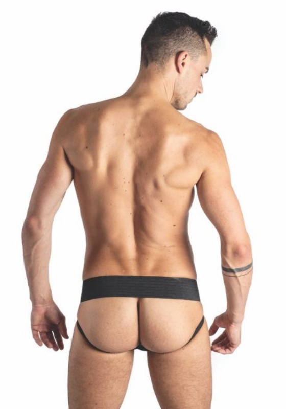Mr. B Leder Jockstrap Two Bands | Black/Blue