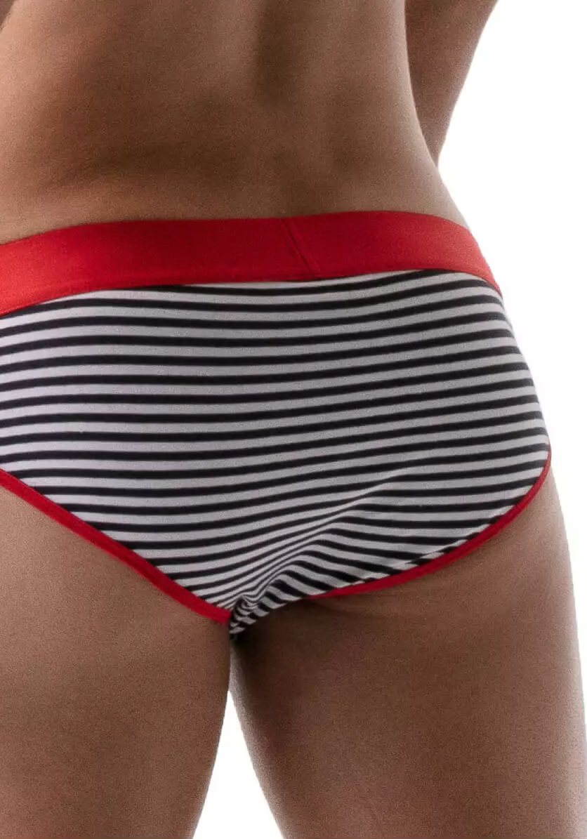 TOF Push-Up Brief Navy Stripes | Red