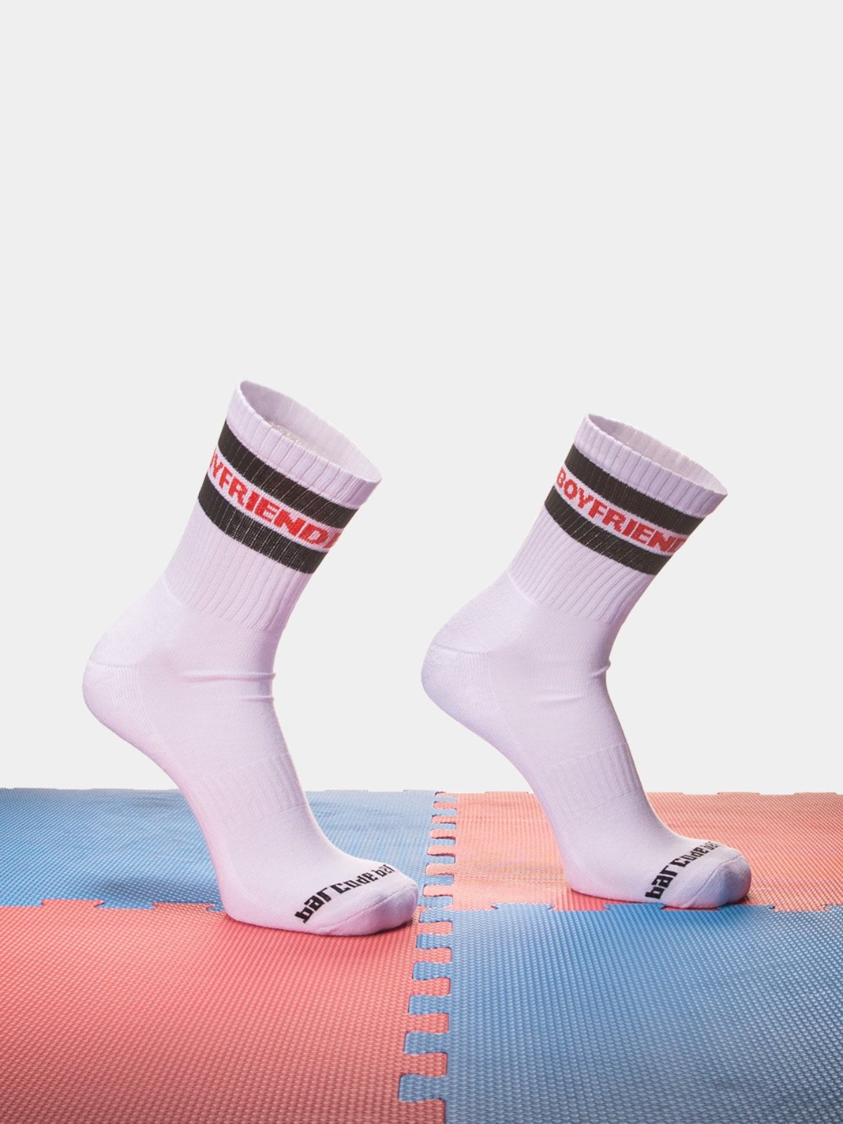 Socks Fetish Half Socks "Boyfriend" | White/Black/Red