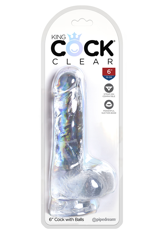 King Cock: Dildo clear with Balls 6''/ 15,25 cm
