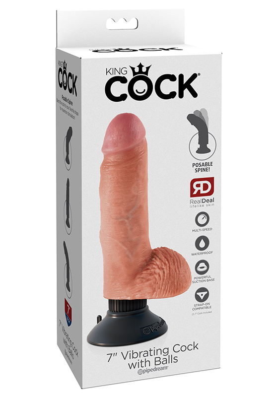 King Cock: Dildo flesh Vibrating 7''/12,7 x 4,1 cm