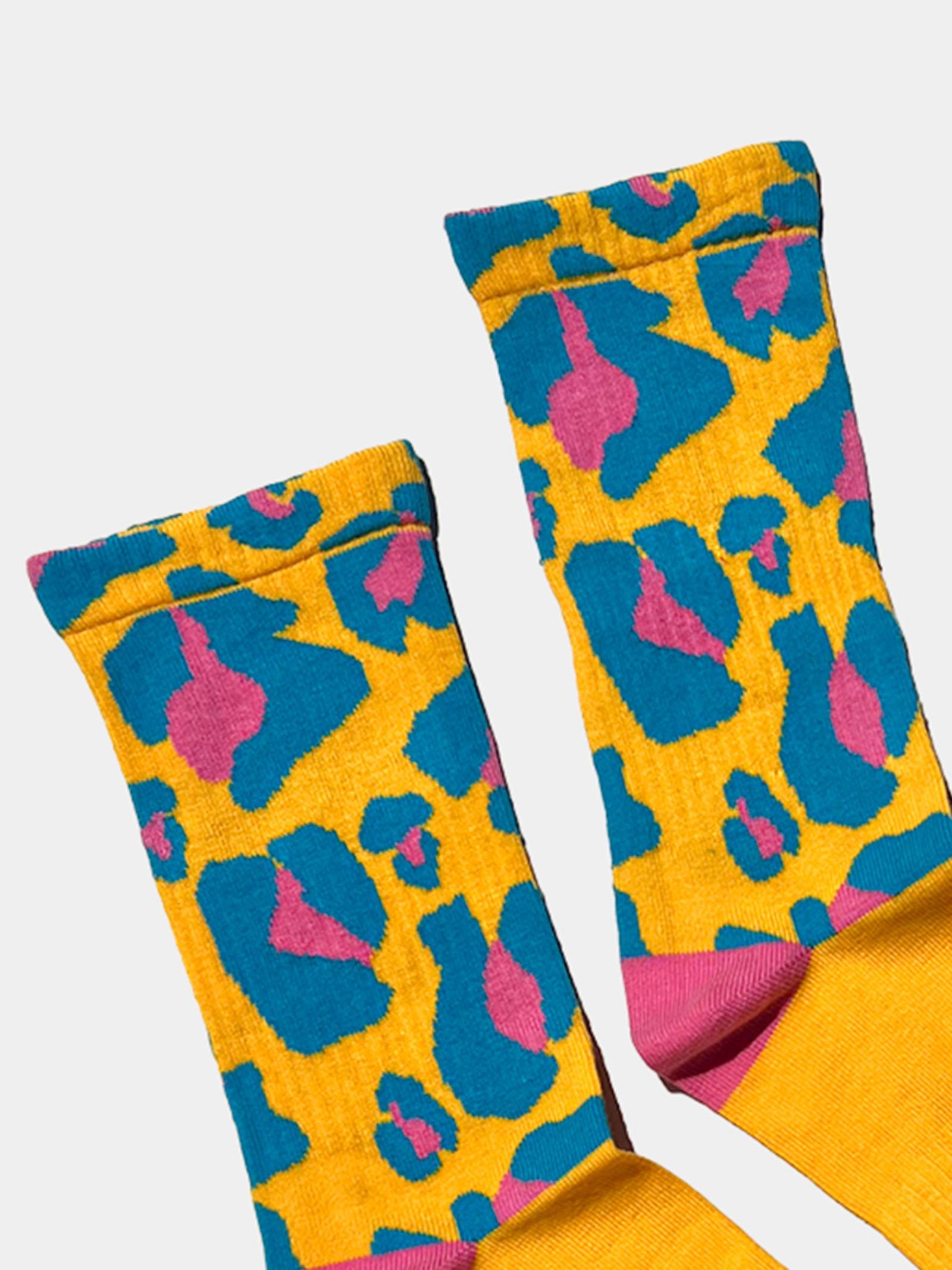 Barcode Berlin Gym Socks Leopard | Yellow/Pink/Blue