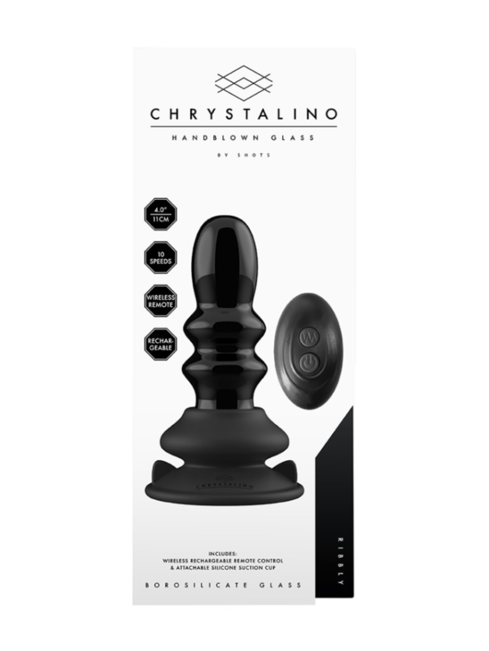 Chrystalino: Ribbly - Glas Vibrator | Black
