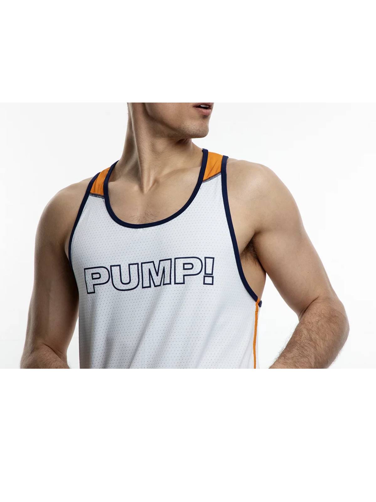 PUMP! Varsity Tank | Orange/Navy/White