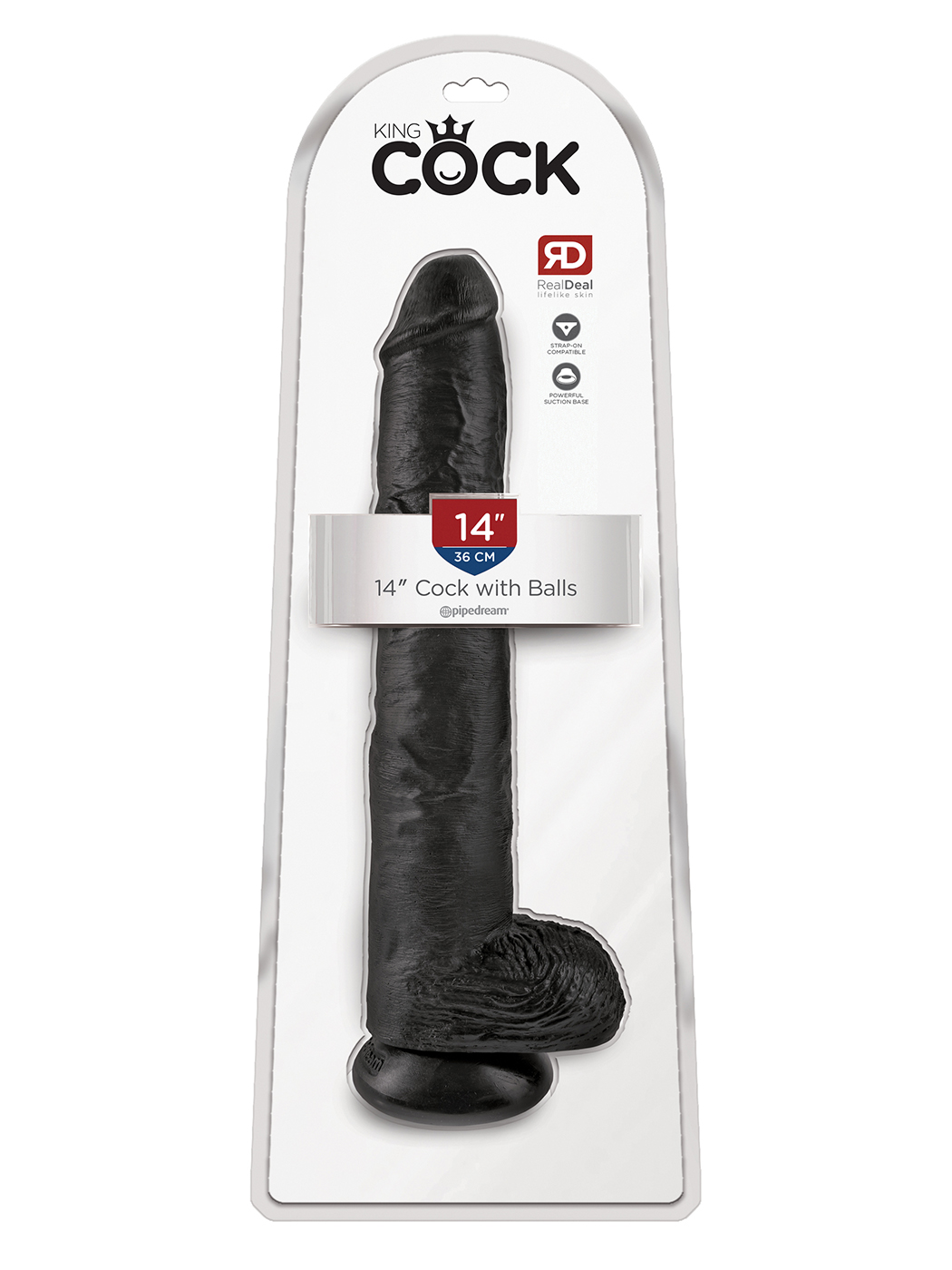 King Cock: Dildo black w/ Balls 14''/ 35,6 x 6 cm