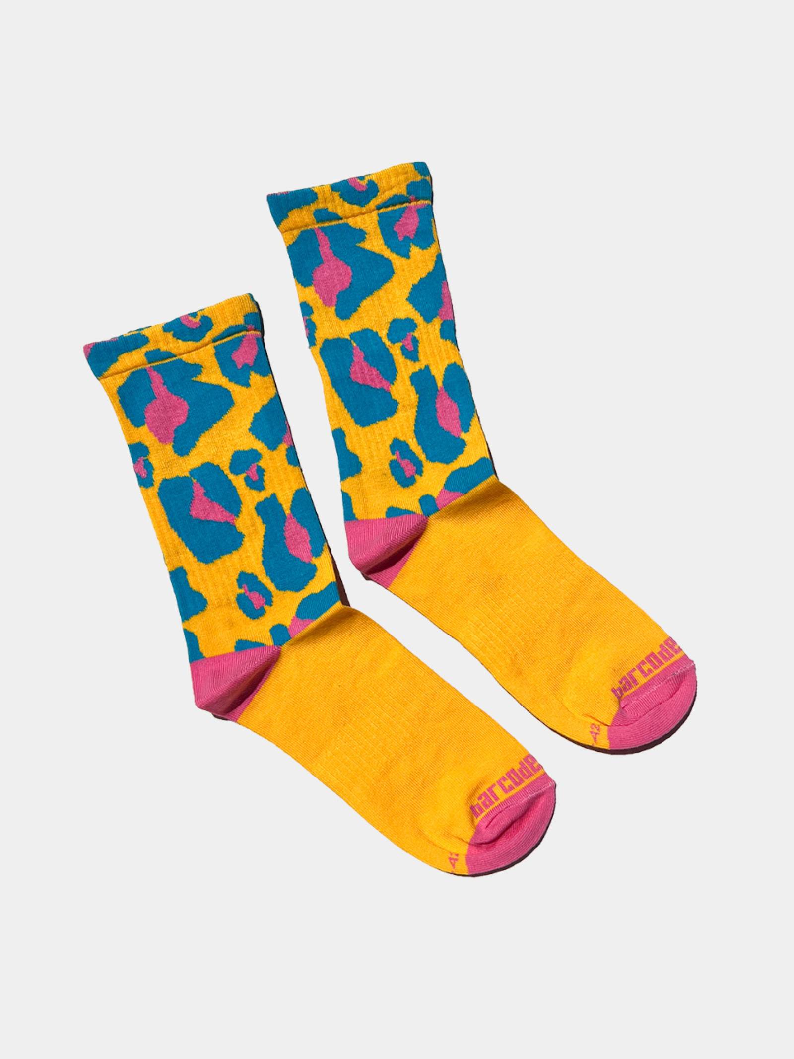 Barcode Berlin Gym Socks Leopard | Yellow/Pink/Blue