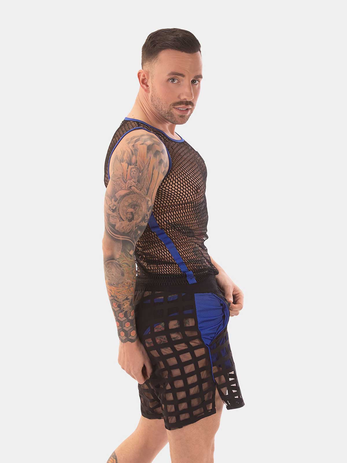 Tank Mesh Top Touma | Black/Blue