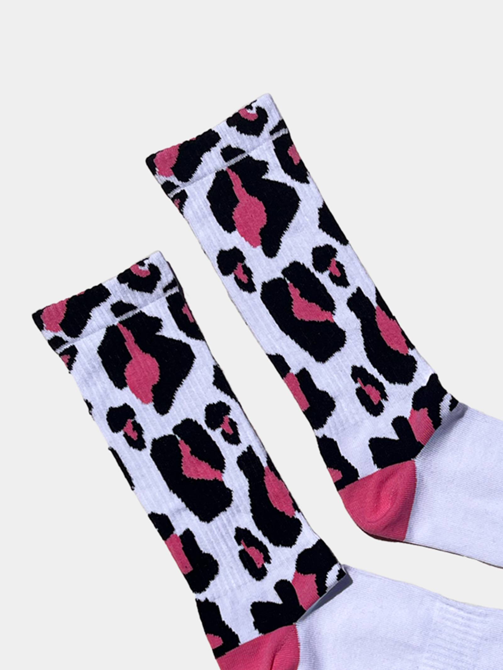 Barcode Berlin Gym Socks Leopard | White/Black/Pink