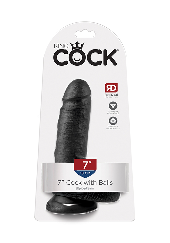 King Cock: Dildo black with Balls 7"/ 17,8 cm