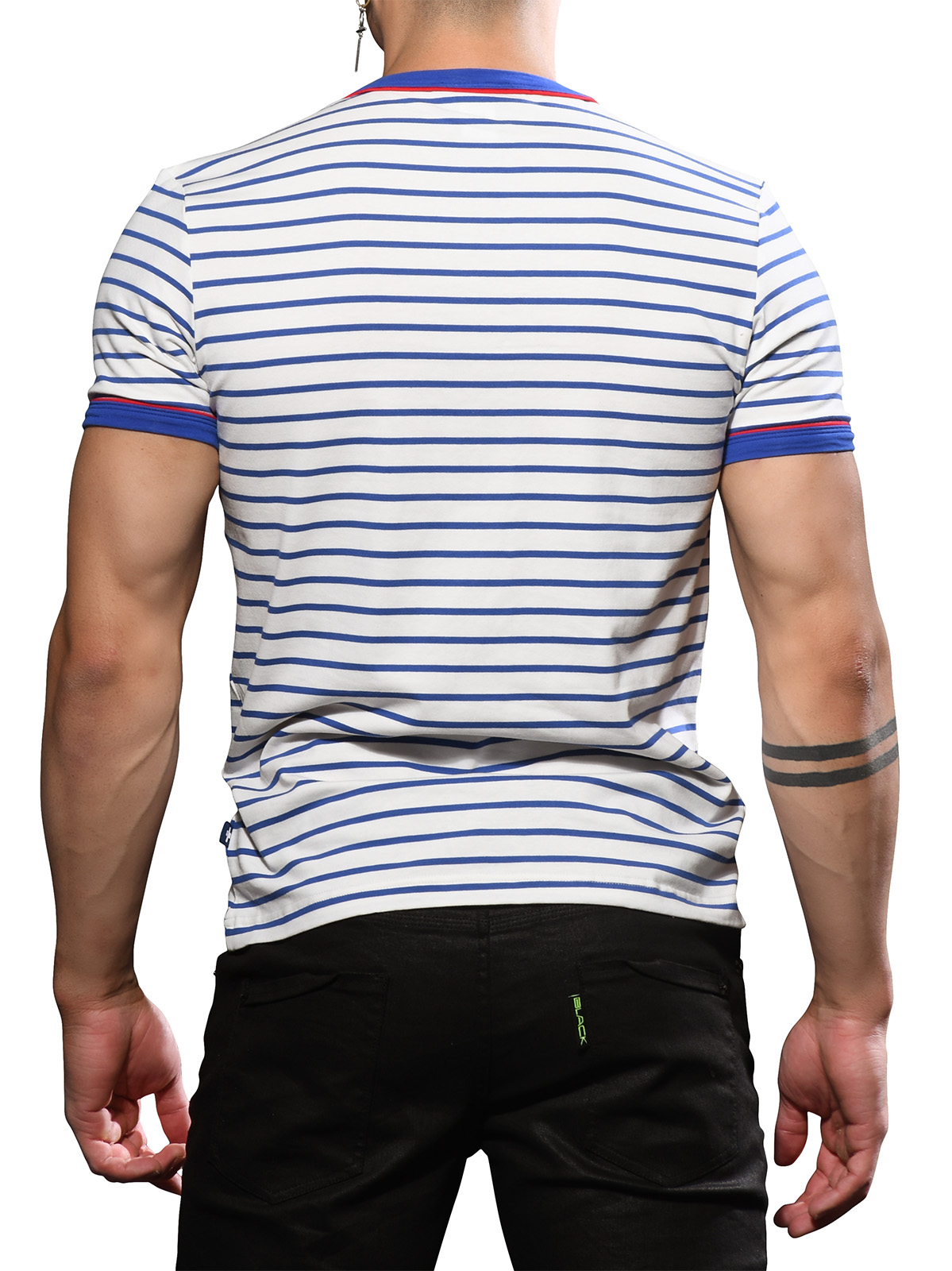 Andrew Christian  Ibiza Stripe T-Shirt | White/Royal