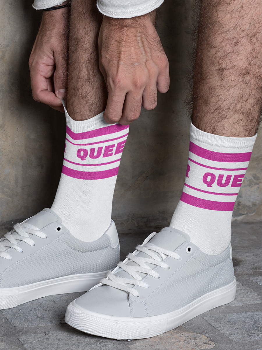 CSD Socks "QUEER" | White