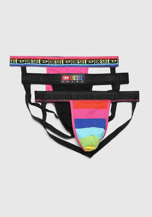Diesel UMBR-Jocky rainbow / black / pink Pride Jockstrap 3-Pack