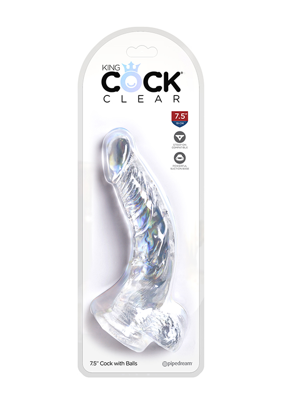 King Cock: Dildo clear with Balls 7,5''/ 19 cm