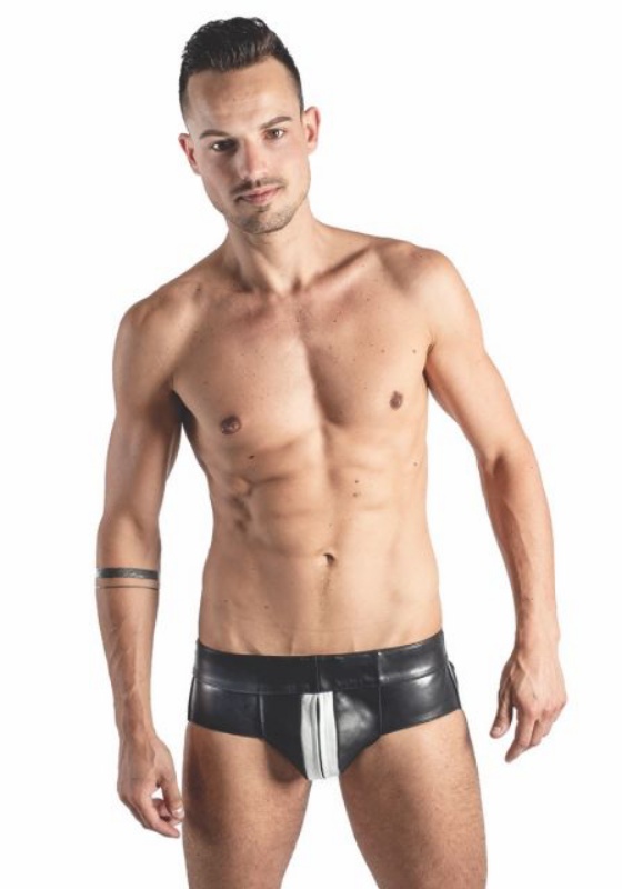 Mr. B: blk Leder Powerjock Striped